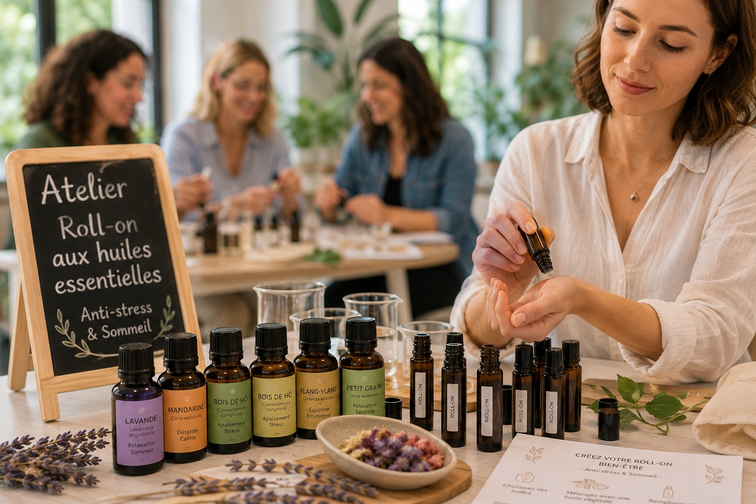 Atelier roll-on aux huiles essentielles anti-stress en entreprise, Ayoa Conseil