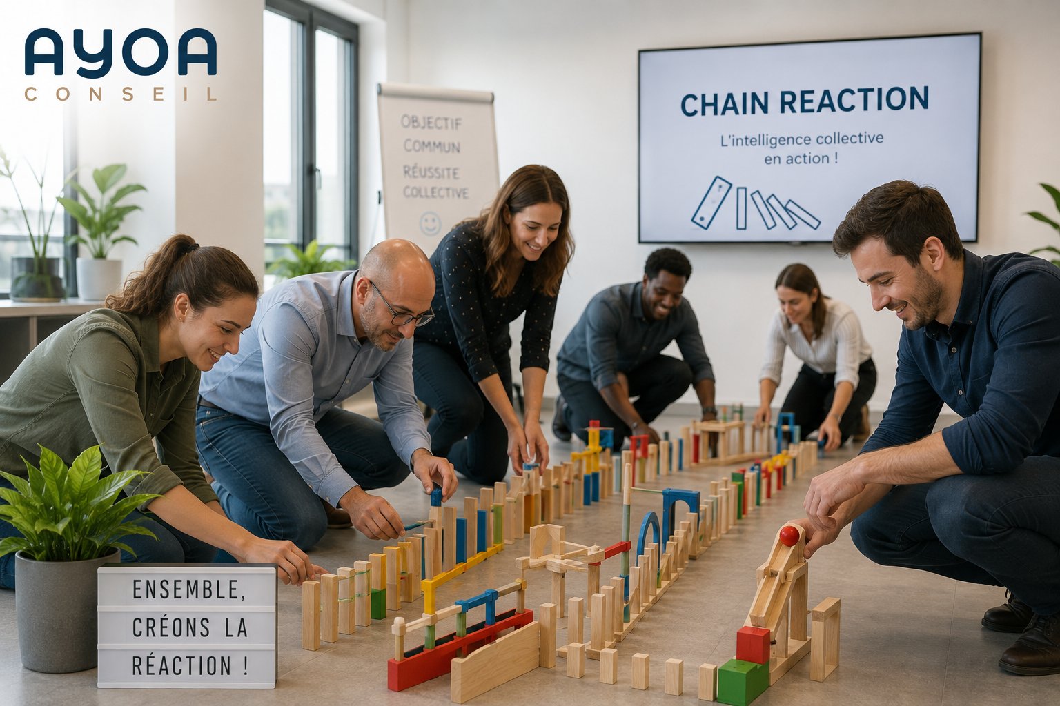 Team building Chain Reaction en équipe, Ayoa Conseil